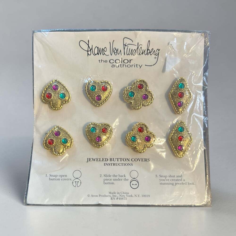 Diane von Furstenberg Vintage Jeweled Button Covers - Set of 8